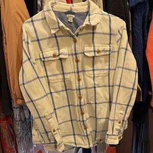 L.L. Bean Women’s Cream and Blue Checkered Shirt Jacket